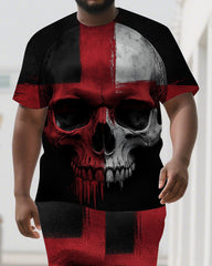 Unite Boldness to Forge Your Path Men's Skull Print Big & Tall Short Sleeve T-shirt Shorts Casual Set