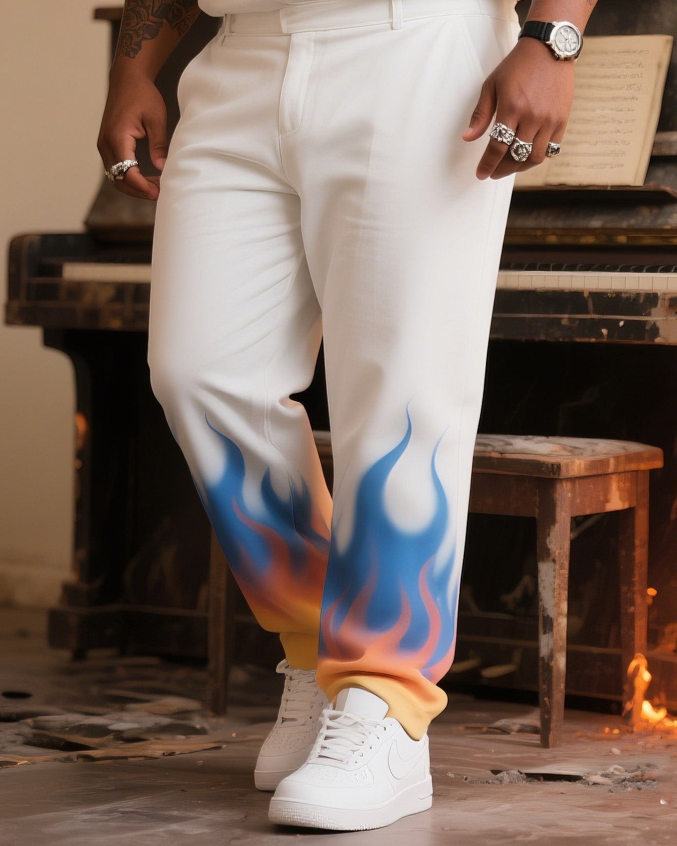 Big Boy Must-Have 2025 Holiday Party Blue Flame Gradient Long Sleeve Shirt Trousers Suit