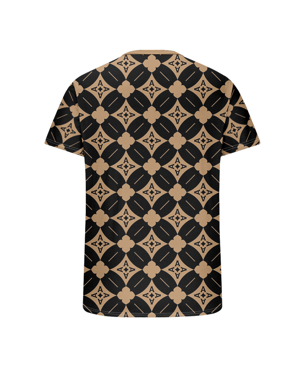 Men's Plus Size Daily Casual Khachi Geometric Diamond Print Henry Collar Button Short Sleeve T-Shirt