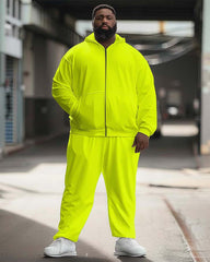 Men's Big and Tall Solid Color Sport Zip Hoodie Set