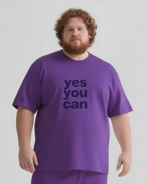 Keep Going You Can Do It Men's Big and Tall Simple Letter Short Sleeve T-shirt Shorts Set