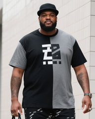 Big Boy Street Fashion Personality English Design Color-matching Short-sleeved Trousers Suit