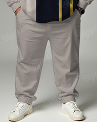 Men's Daily Casual Colorblock Striped Plaid Print Big & Tall Hoodie Set