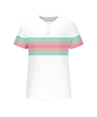 Men's Plus Size Daily Casual Green Red Gradient Diamond Print Henry Collar Button Short Sleeve T-Shirt