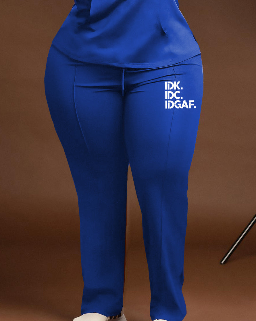 Women's Plus Size Outfits Idk Idc Hoodie Sweatshirt and Pants Set