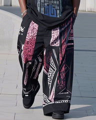 Plus Size Boys 1L-9L Irregular Street Printed Short Sleeve T-shirt Pants Suit