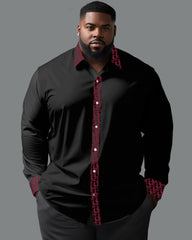 100% Cotton Featured Patchwork Lapel Long Sleeve Shirt Big Guys