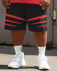 Men's Plus Size Street Casual Colorblock Steal Your Heart Letter Print T-Shirt Shorts Suit