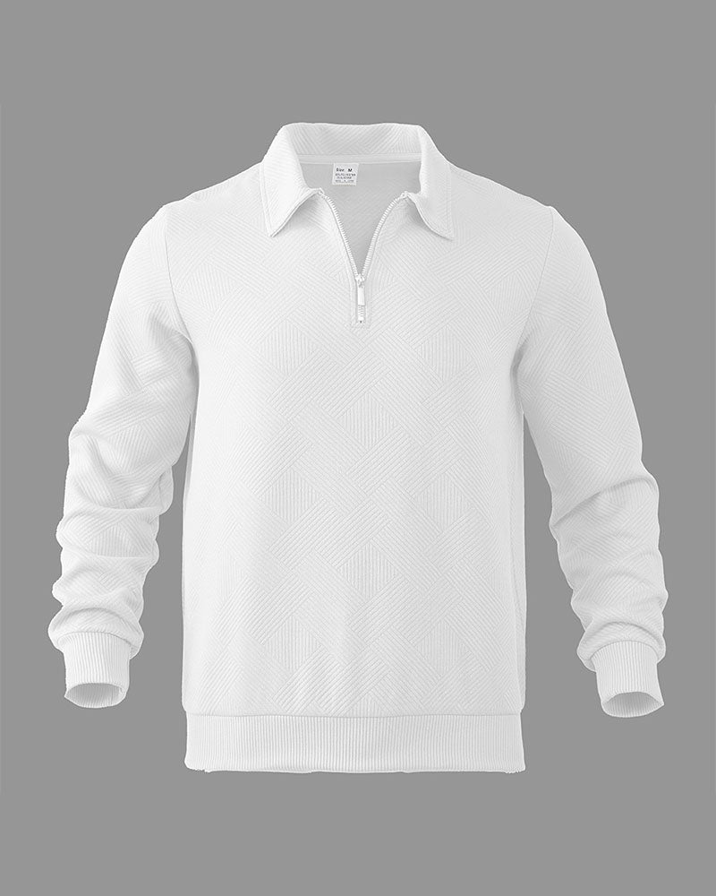 S-3XL Simple Solid Color Half-Zipper Lar Long Sleeve Sweatshirt