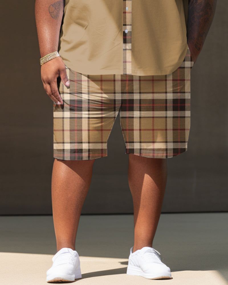 Men's Big and Tall Plaid Short Sleeve Shirt And Shorts Set