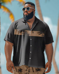 Men's Big & Tall Hawaiian Simple Coconut Tree Print Shirt Shorts Set