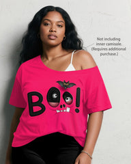 Women's Big & Tall Halloween Rose Boo! Graffiti Print Short Sleeve Shorts Suit