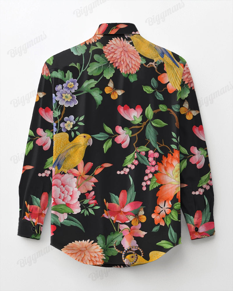 Cockatoo Cotton Long Sleeve Shirt Men's Plus Size