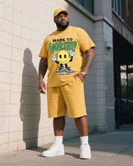 Daily Casual For Big Men Made For Worship Of God Printed Short Sleeve T-Shirt Shorts Suit