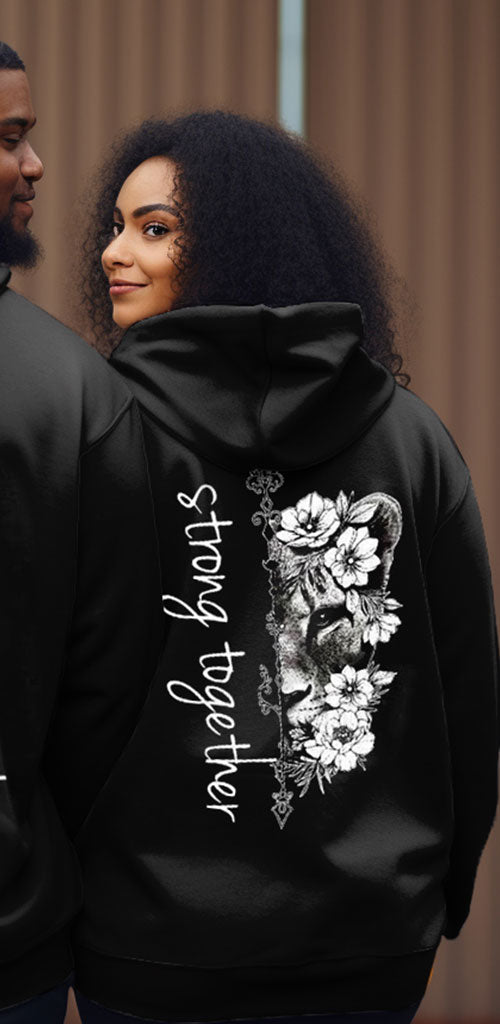 Couple's Plus Size Lion Couple Hoodie Strong Together Long Sleeve Hoodie