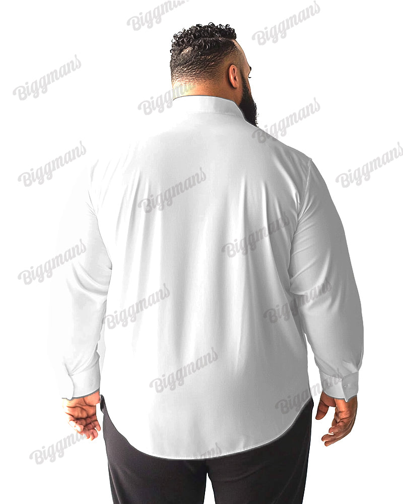 Big Guy's Casual Simple Ink Music Symbols Print Lapel Long Sleeve Shirt