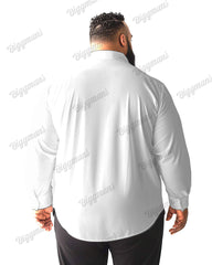 Big Guy's Casual Simple Ink Music Symbols Print Lapel Long Sleeve Shirt