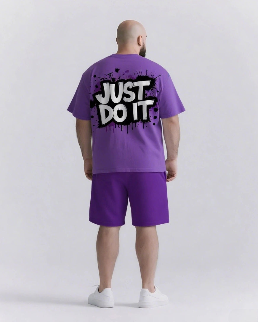 Don’t Think Just Do It Big & Tall Men's Lettering Simple Short-Sleeve T-shirt 2-Piece Set
