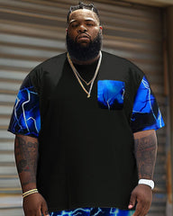 Big Guy’s Street Fashion Electric Print T-Shirt Shorts Set