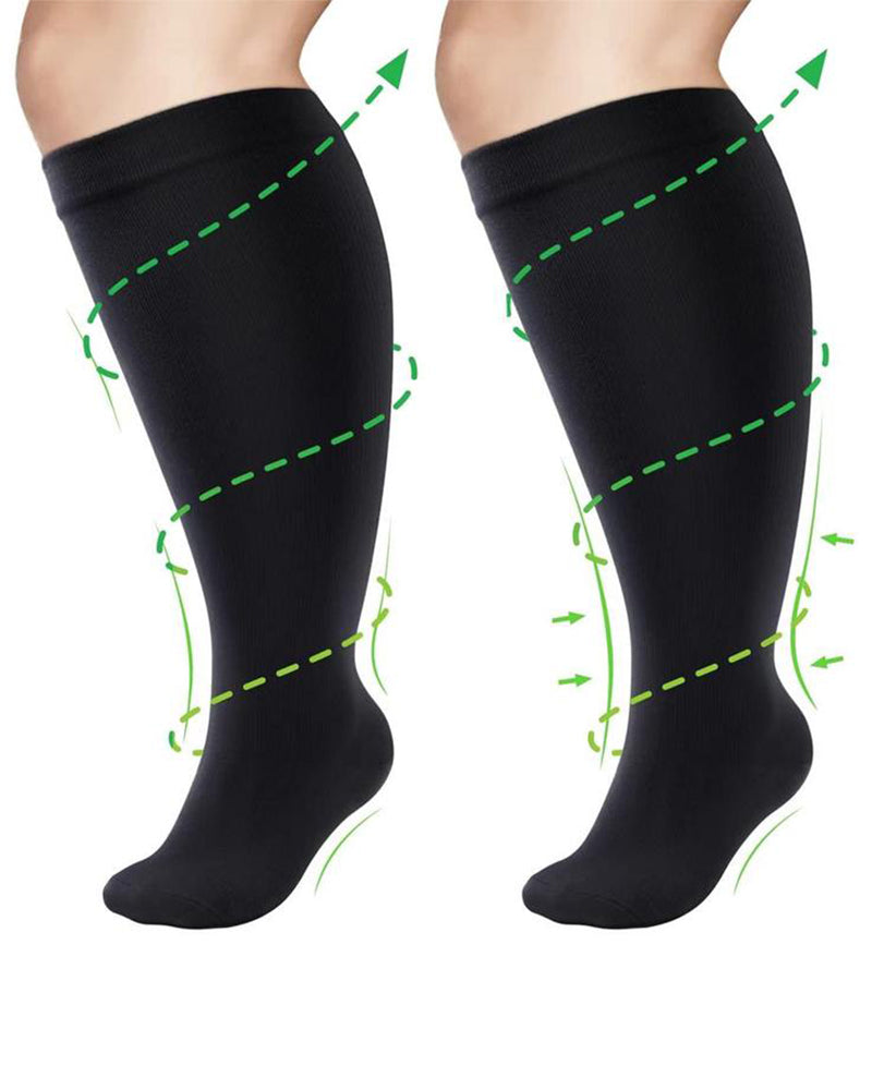 🔥2XL-7XL Solid Color Running Fitness Compression Socks For Obese Men And Women Sports Socks