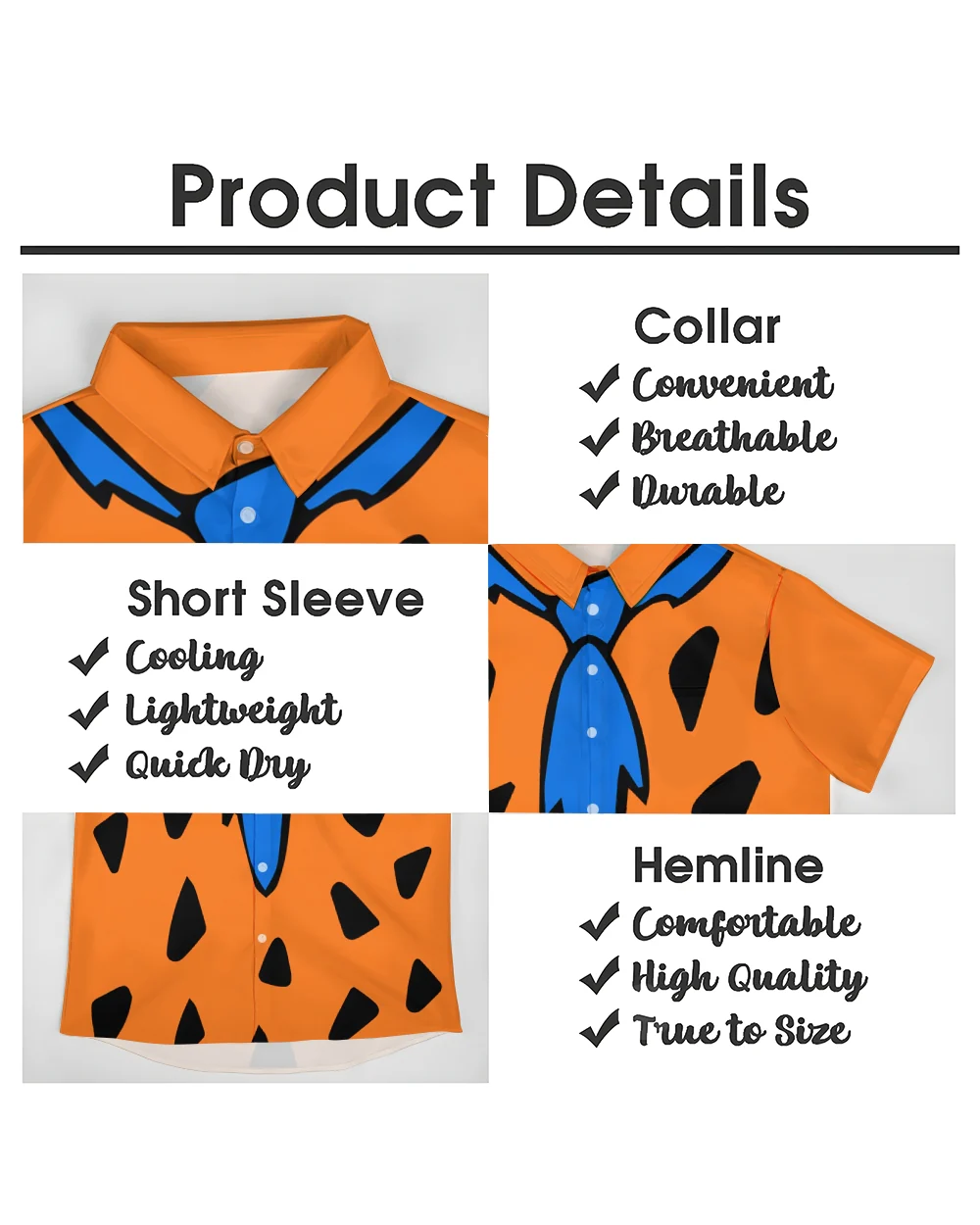 Big Men's Vintage Nostalgic Movie Orange Shirt Shorts 2-Piece Set