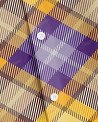 Men's Big & Tall Purple And Yellow Plaid Color Matching Lapel Long-Sleeved Shirt
