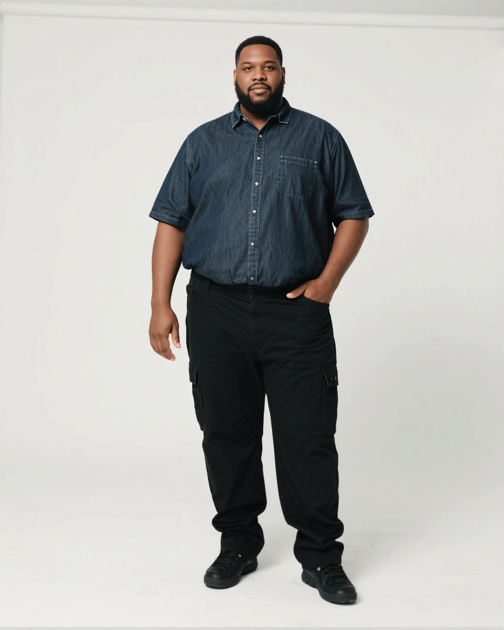 Big & Tall Men' Cotton Fabric Black Overalls Trousers