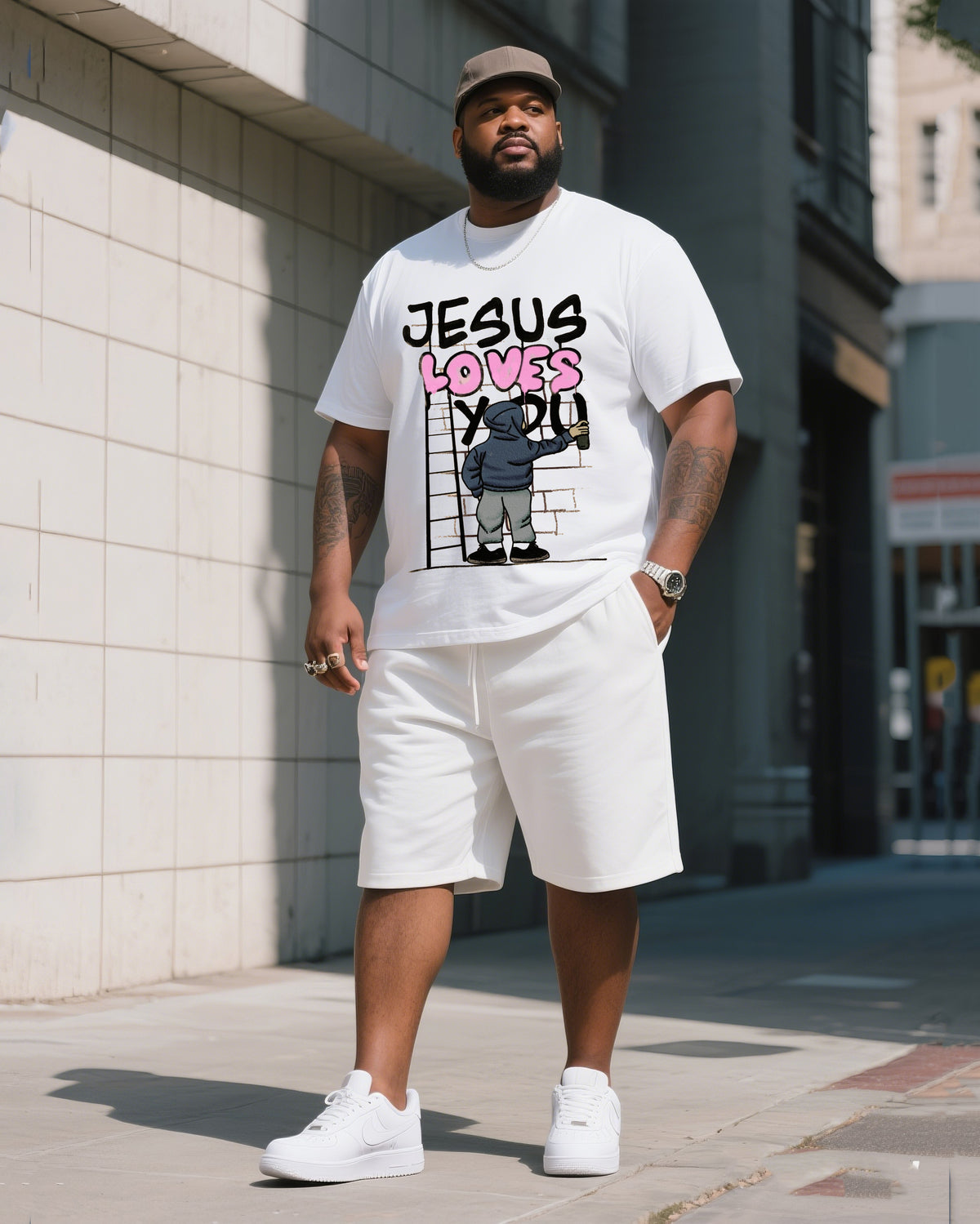 The Daily Leisure Of A Big Man-it Never Gets Old.?He Really Loves You-short Sleeve T-shirt Shorts Suit