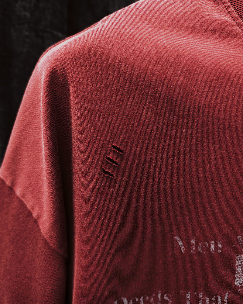 M-XL Street Fashion Wine Red Dressed Rough Letter Printed Round Neck Short Sleeve T-Shirt