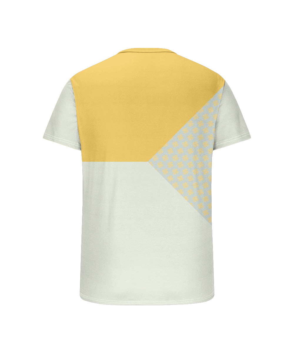 Men's Plus Size Daily Casual Yellow Patchwork Geometric Print Henry Collar Button Short Sleeve T-Shirt