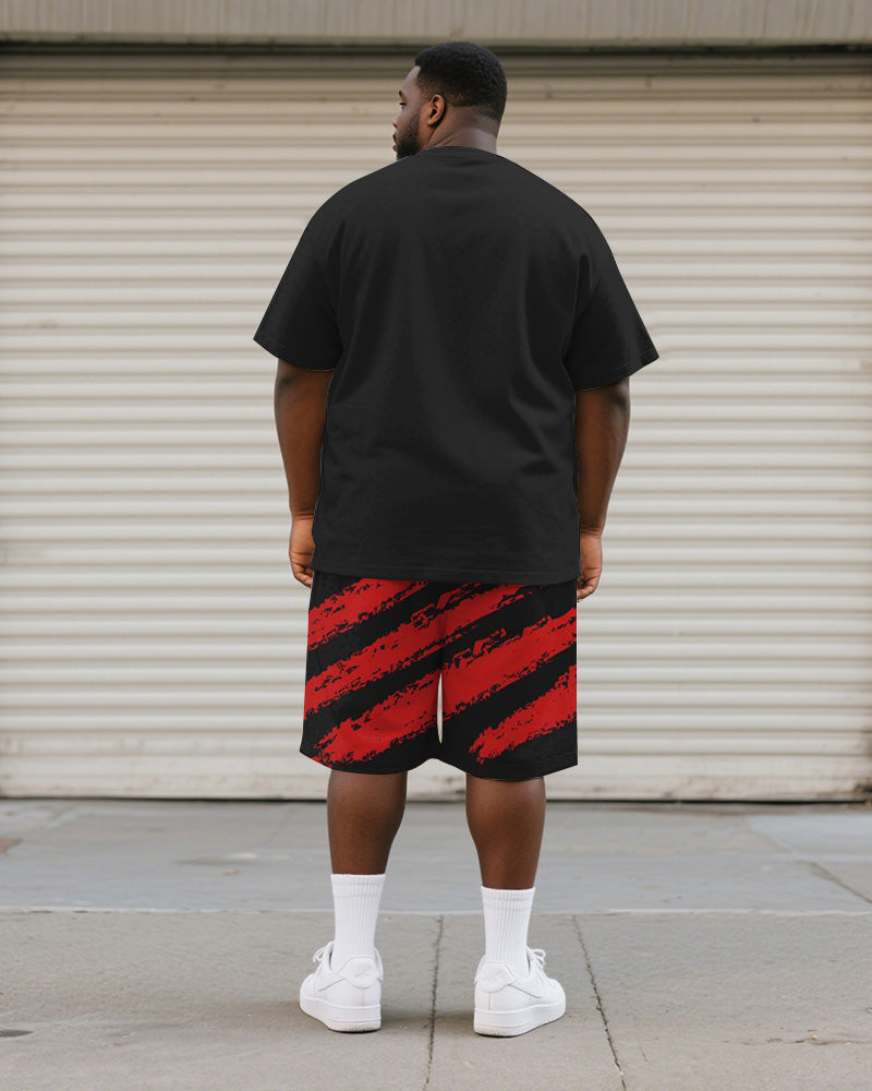 Men's Plus Size Independence Day Raccoon Merica Alphabet Print Round Neck Short Sleeve T-Shirt Shorts Suit