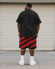 Men's Plus Size Independence Day Raccoon Merica Alphabet Print Round Neck Short Sleeve T-Shirt Shorts Suit