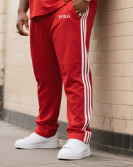 Big Boy Daily Casual Fox Red Striped Silver White Round Neck Short Sleeve T-Shirt Striped Trousers Suit