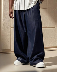 Plus Size Men's Black Simple Stripe Calm Down Letter Print Casual Short-sleeved T-shirt Pants Suit