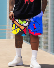 Graffiti Contrasting Color Patchwork Printed Oversized Men's Set