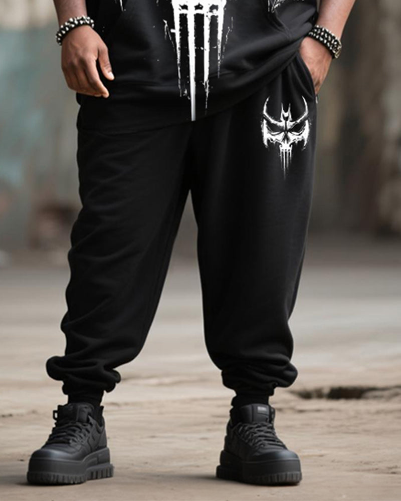 Big & Tall Men's Street Fashion Skull Print Hoodie Suit