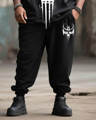 Big & Tall Men's Street Fashion Skull Print Hoodie Suit