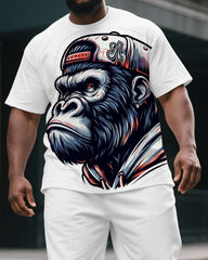 Men's Cool Gorillas Silhouette Print Big & Tall Laid-back Short-Sleeve T-shirt & Short Set