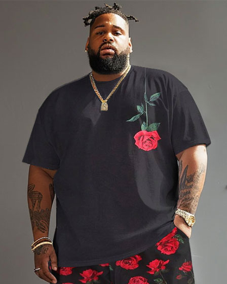 Street Vitality Rose Print Big and Tall Men's Set|Biggmans