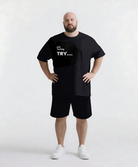 Every Win Starts with One Try Big & Tall Men's Simple Lettering T-shirt 2-Piece Set