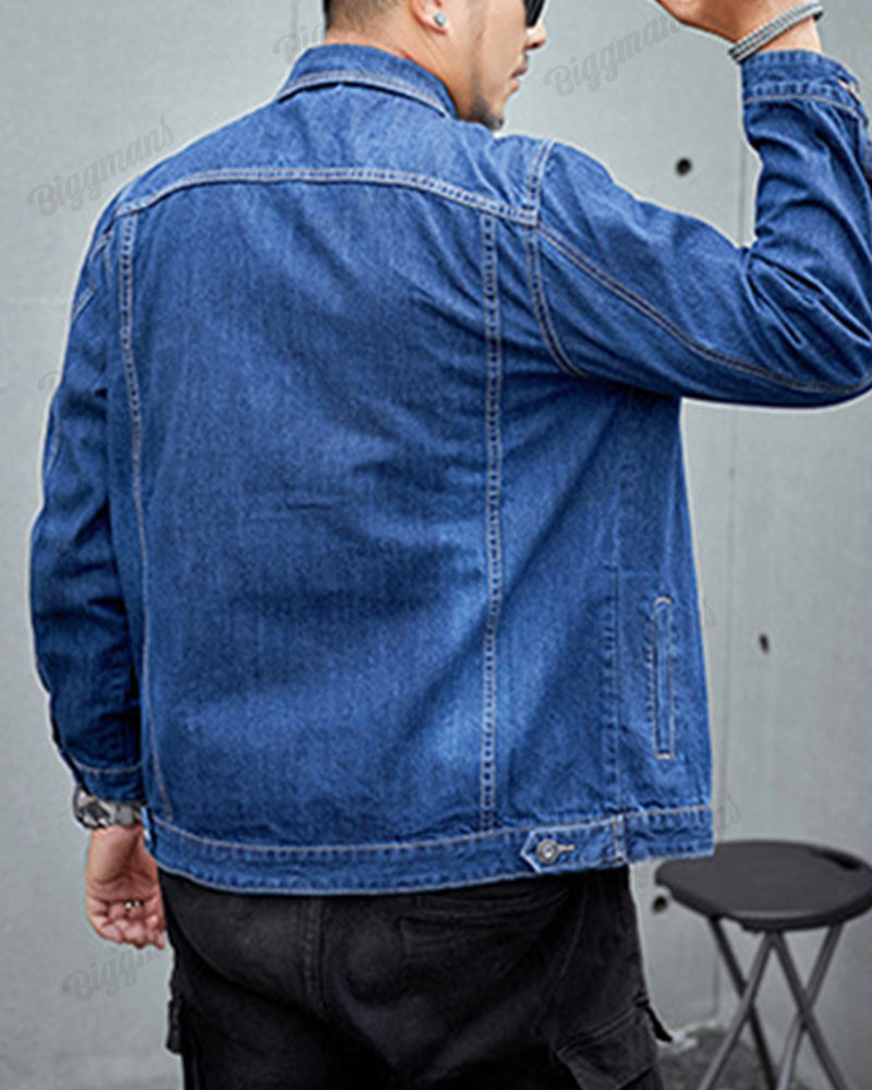 Men's Plus Size Daily Casual Wash Water Denim Jacket Coat