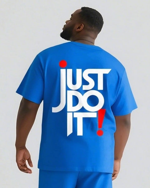 Quit Thinking Start Doing Big & Tall Men's Simple Lettering T-shirt 2-Piece Set