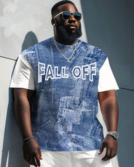 Denim Textured Print Large Men's Suit