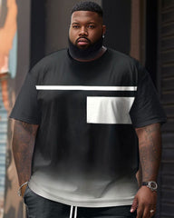 Big Build Men's Casual Simple Gradient Short Sleeve Shorts Set