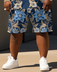 Men's Plus Size Daily Casual Baroque Art Painting Print Shirt Shorts Suit