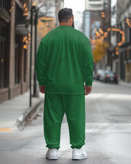 Men's Plus Size Christmas Cosplay Green Elf Print Long Sleeve T-Shirt Trousers Suit