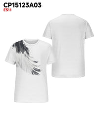 Men's Plus Size Daily Casual Abstract Feather Print Henry Collar Button Short Sleeve T-Shirt