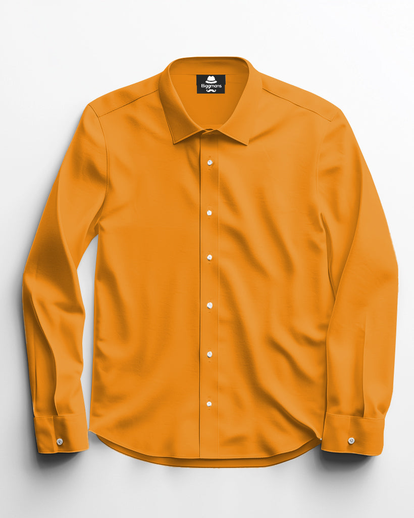 Solid Color Big Guys Long Sleeve Lapel Shirt and Pants Set