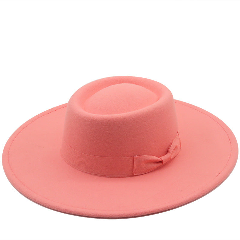 Multicolor Autumn/Winter Wool Big Brim Jazz Hat