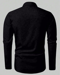 Men's Large Size Ethnic Style Black Gold Totem Lapel Long Sleeve Shirt